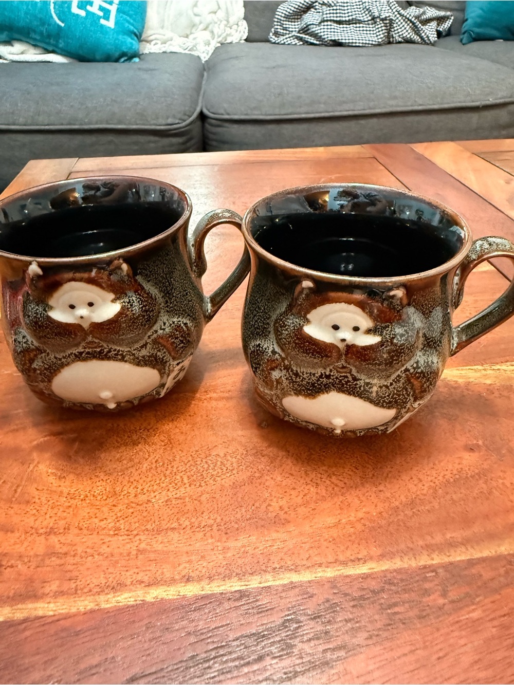 Red Panda/Raccoon Glazed Pottery Mugs